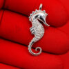 Pave Diamond Handmade Seahorse Pendant 925 Sterling Silver Jewelry