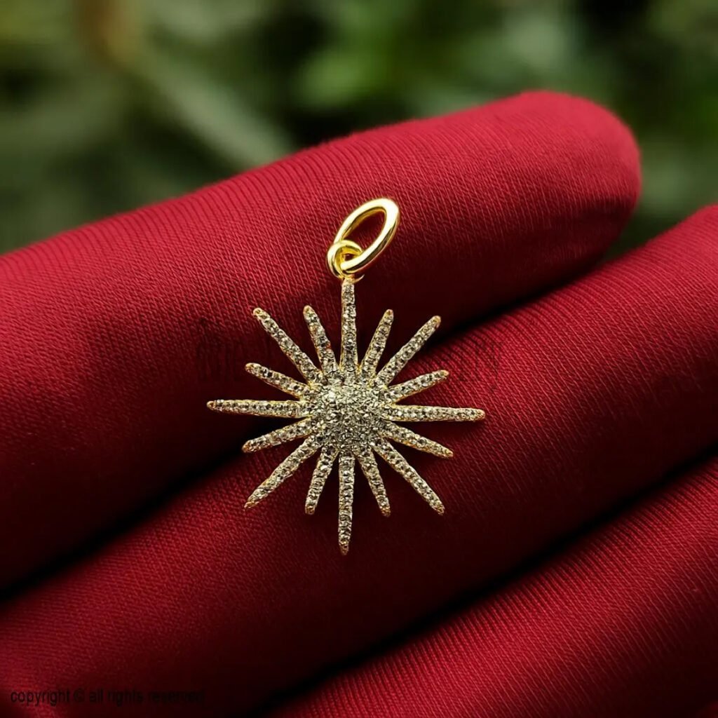 925 Silver Starburst Diamond Pendant Necklace - Celestial Jewelry