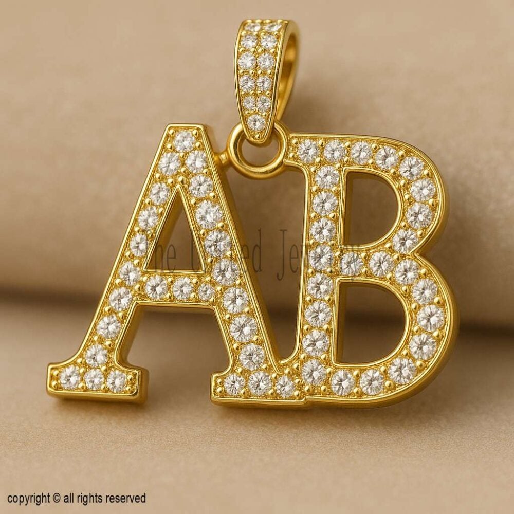 Gold Plated Sterling Silver Moissanite Initial Pendant Necklace