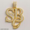 925 Sterling Silver Custom Monogram Pendant | Gold Plated SBG Initial Charm with Moissanite Stones