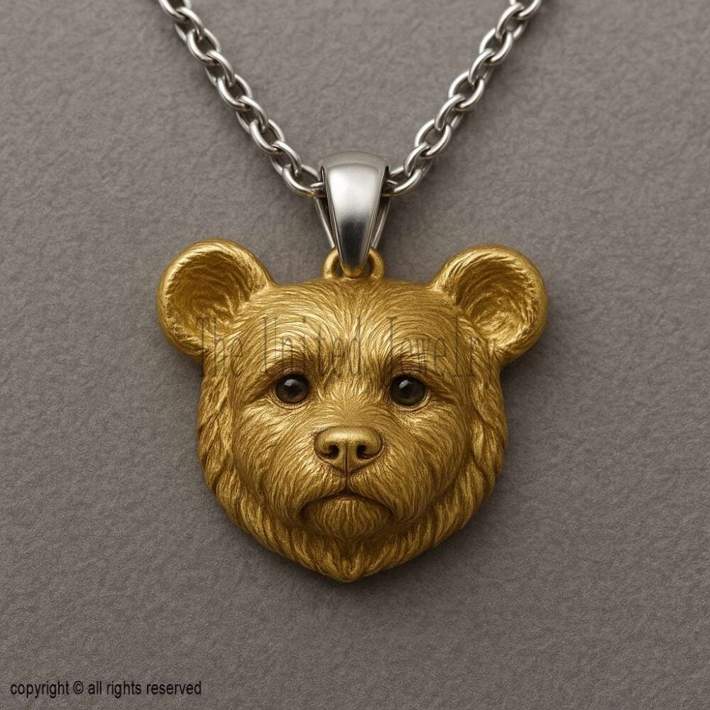 18K Gold Plated Bear Pendant: Sterling Silver Animal Spirit Necklace