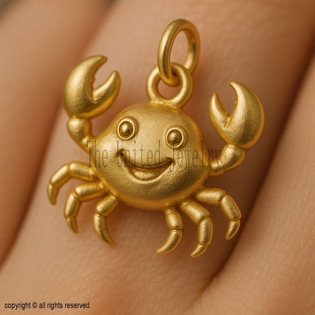 Gold Plated Sterling Silver Crab Pendant - Handmade Zodiac Cancer Charm