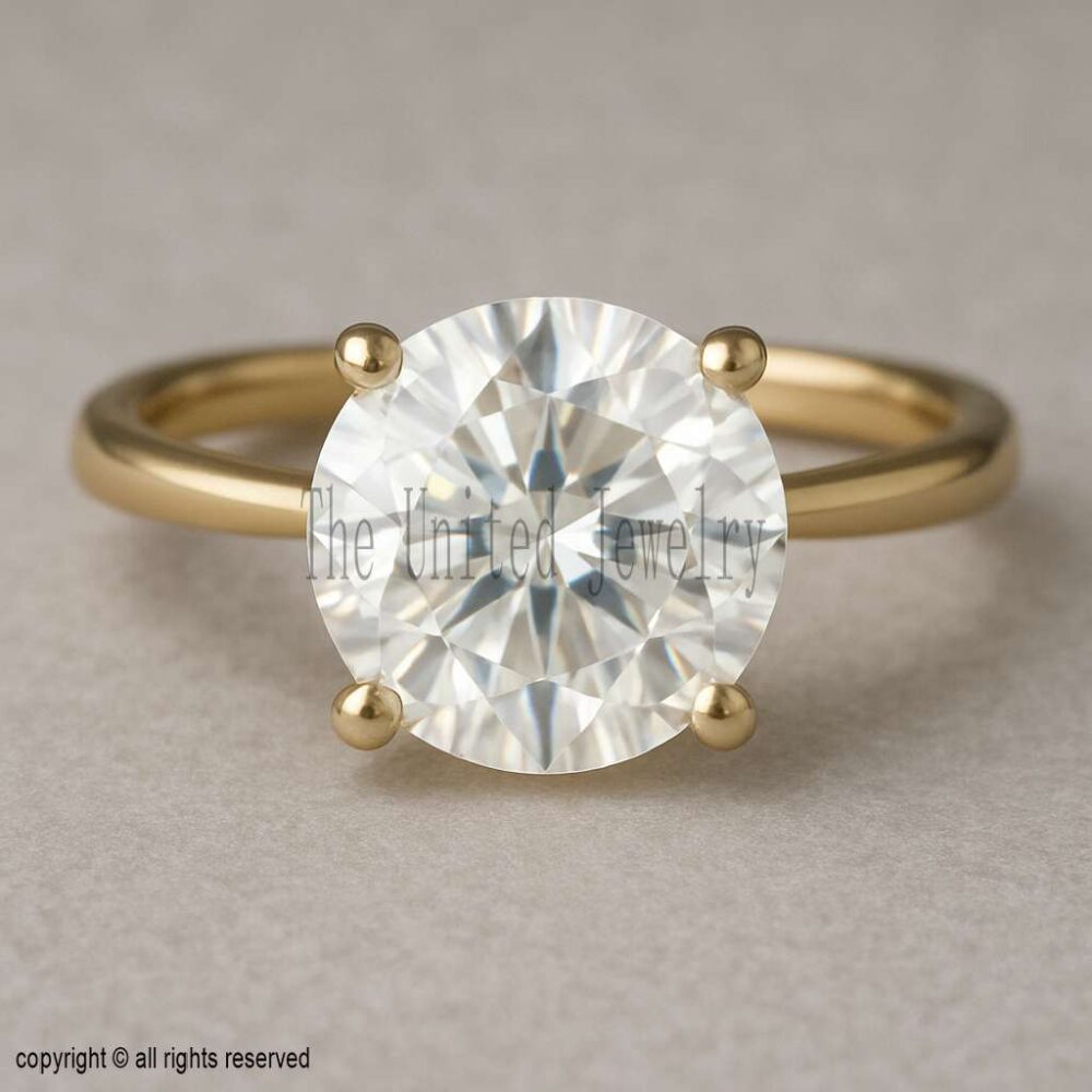 Sterling Silver Moissanite Solitaire Ring: Round Cut Bridal Jewelry