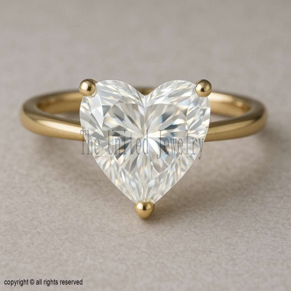 Heart Moissanite Ring: 18K Gold Plated 925 Sterling Silver Promise Ring