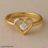 Gold Plated Sterling Silver Heart Ring - Dainty Moissanite Promise Ring