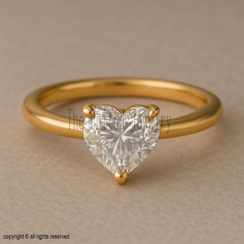 Heart Moissanite Ring: 18K Gold Plated 925 Sterling Silver Promise Ring