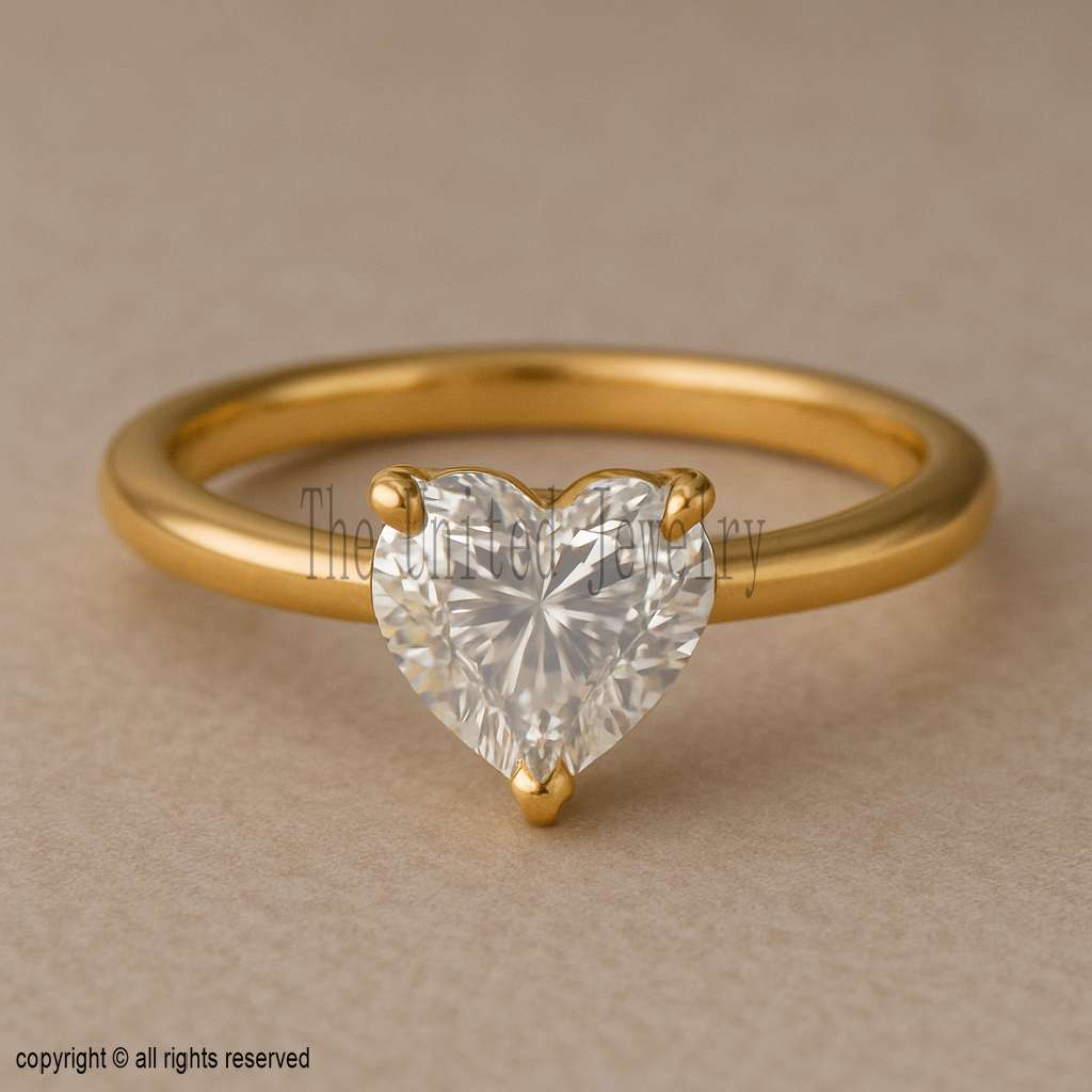 Heart Moissanite Ring: 18K Gold Plated 925 Sterling Silver Promise Ring