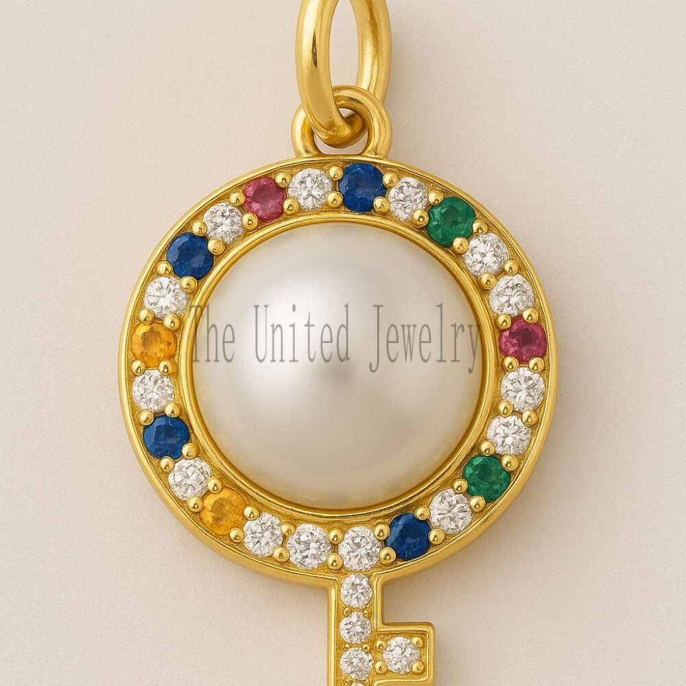 Gold Venus Symbol Pearl Pendant – Sterling Silver Gemstone Feminist Jewelry