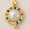 Gold Venus Symbol Pearl Pendant – Sterling Silver Gemstone Feminist Jewelry