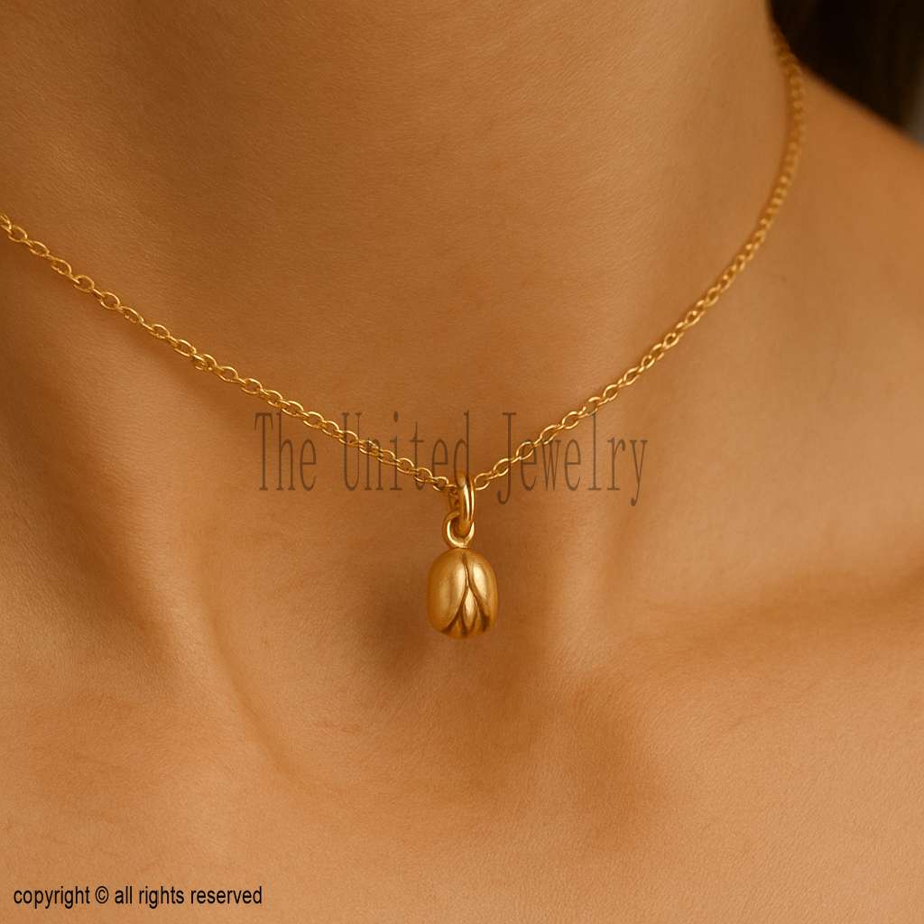 Gold Plated Sterling Silver Pistachio Nut Pendant: Nature-Inspired Charm