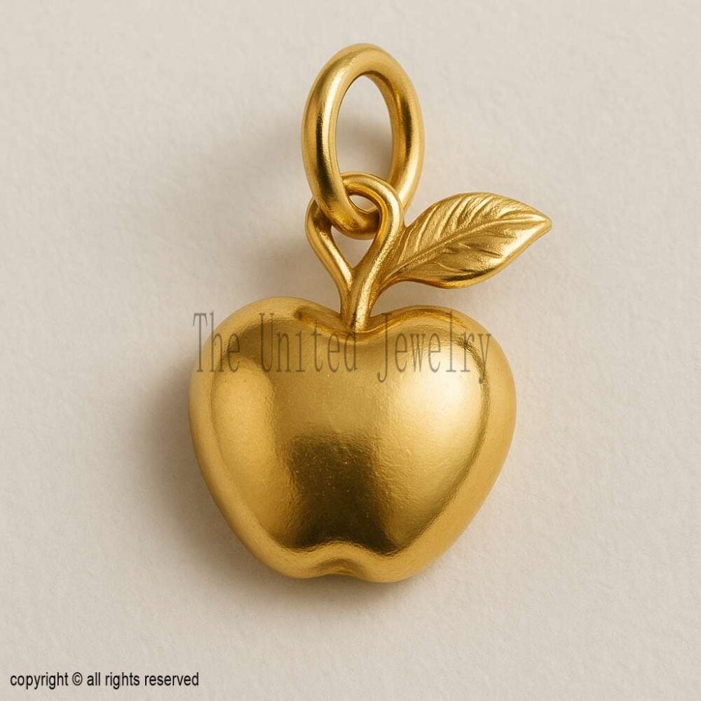 Gold Apple Pendant – Sterling Silver, Teacher Gift