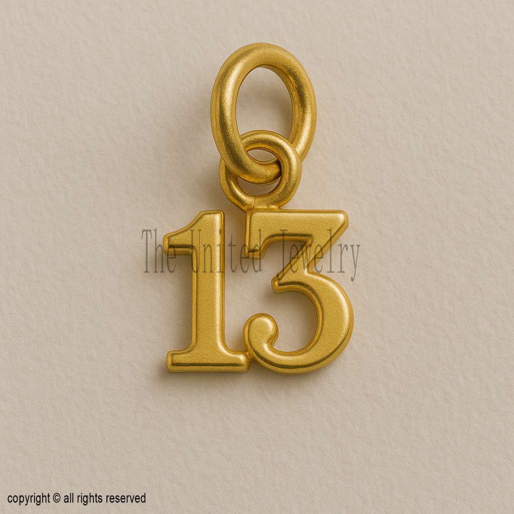 Gold Plated Sterling Silver Number 13 Pendant Necklace