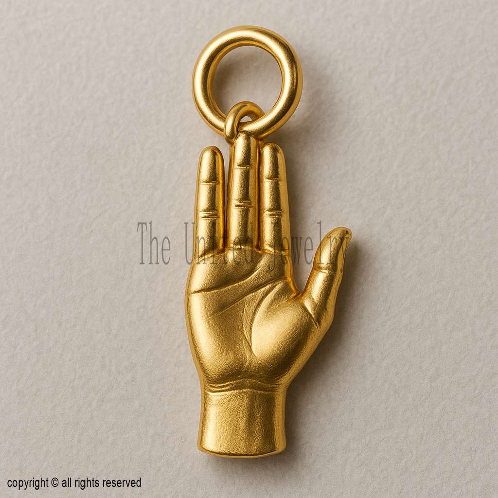 925 Sterling Silver Coral Hand Pendant | Gold Plated Mano Figa Protection Charm