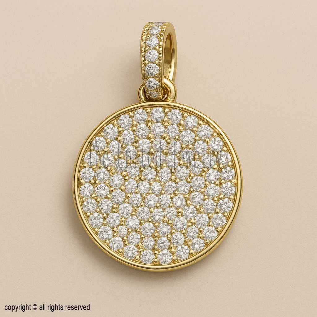 Moissanite Round Pendant – 925 Sterling Silver, 18K Gold Plated Circle Charm, Luxury Sparkling Necklace
