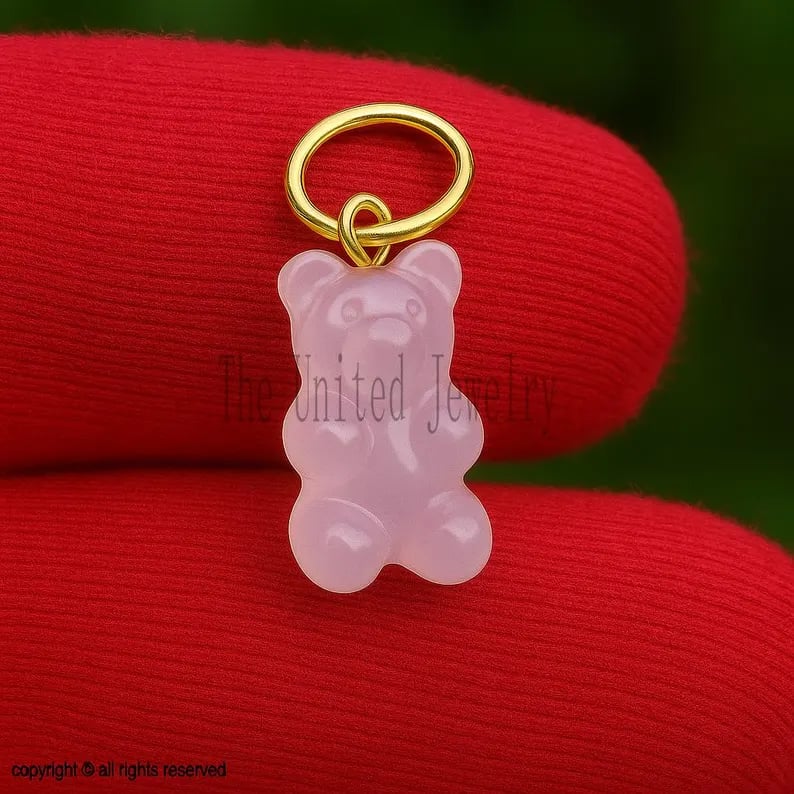 Handmade 925 Sterling Silver Crystal Teddy Charm Pendant Necklace Jewelry