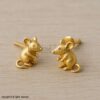 Gold Plated Sterling Silver Mouse Stud Earrings: Lucky Zodiac Jewelry