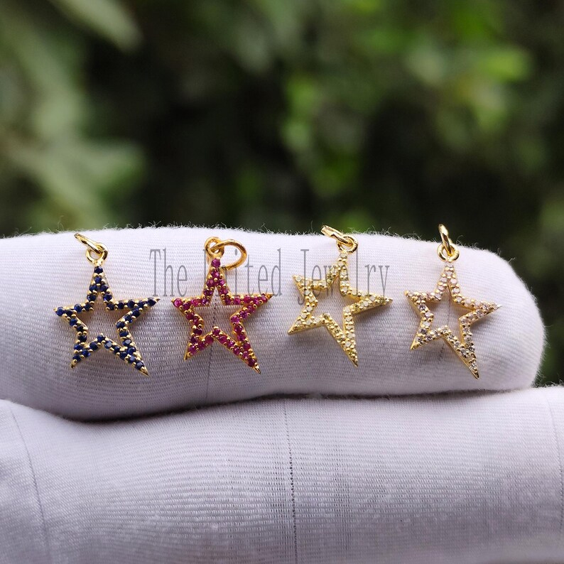 Gemstone Star Pendant: Small Sterling Silver Charm, Celestial Jewelry