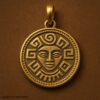 925 Sterling Silver Aztec Sun Face Pendant | Tribal Coin Medallion Necklace