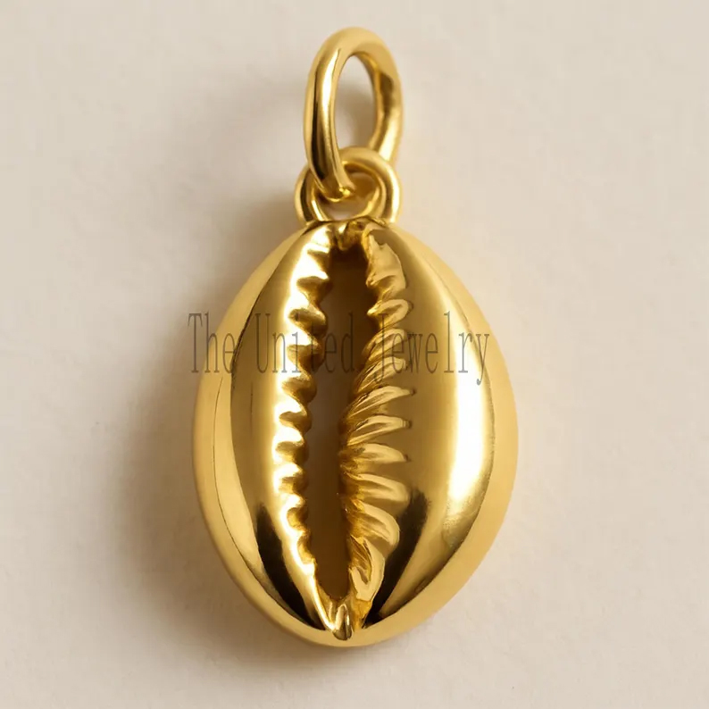 Pave Diamond Cowrie Shell Pendant: Sterling Silver Boho Necklace