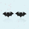 Black Spinel Handmade Bat Stud Earrings For Women's