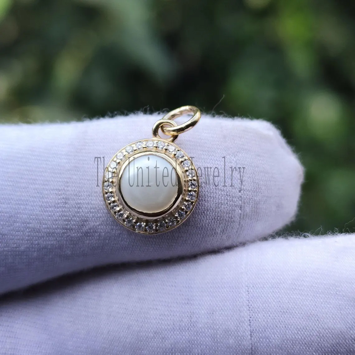 Handmade 925 Sterling Silver With Pave Diamond And Pearl Charm Pendant Jewelry