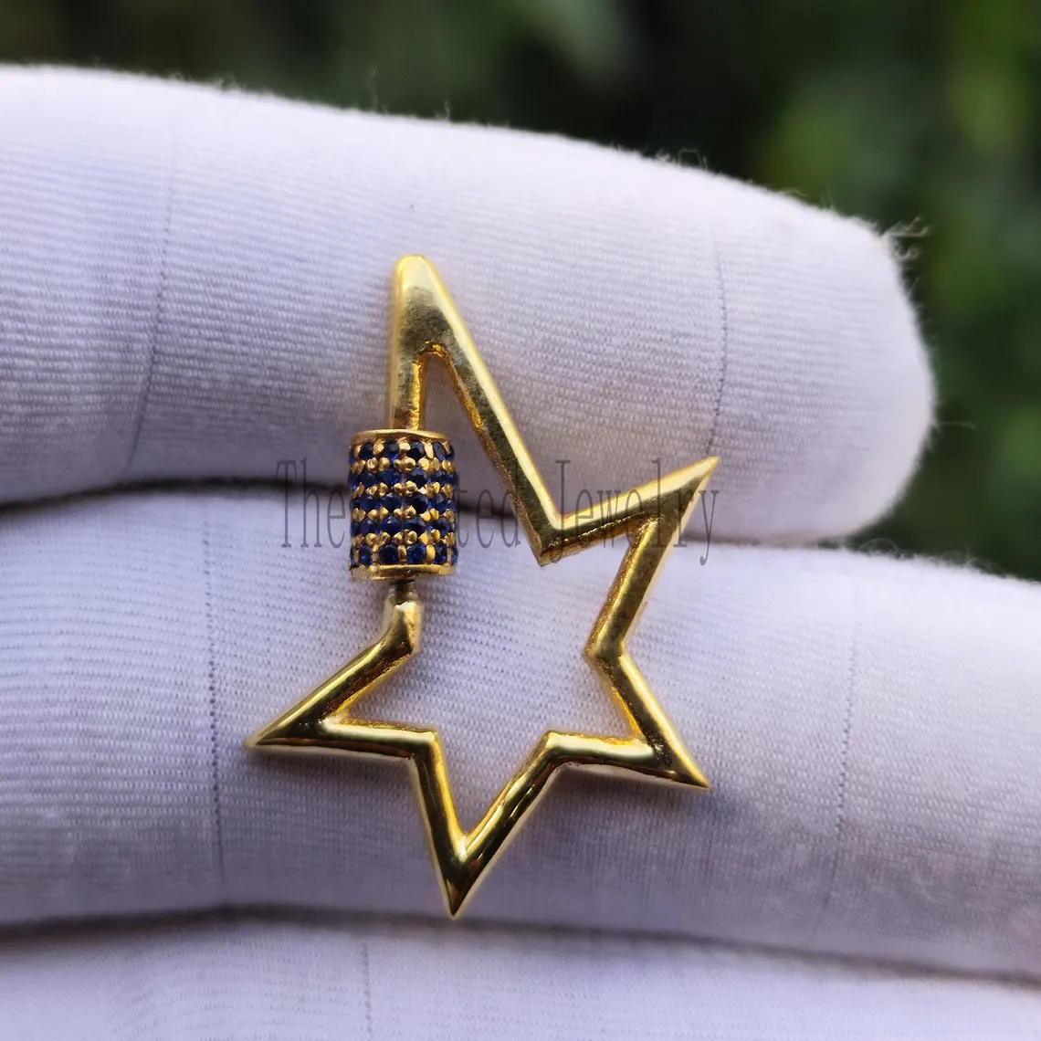 Lighting Bolt Sapphire Shape Carabiner Clasp Lock Jewelry Findings 925 Sterling Silver