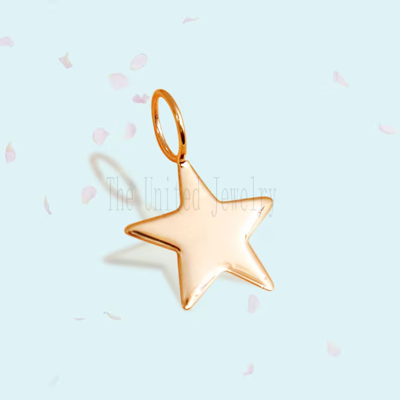 Handmade 14k Gold Star Charm Pendant Necklace