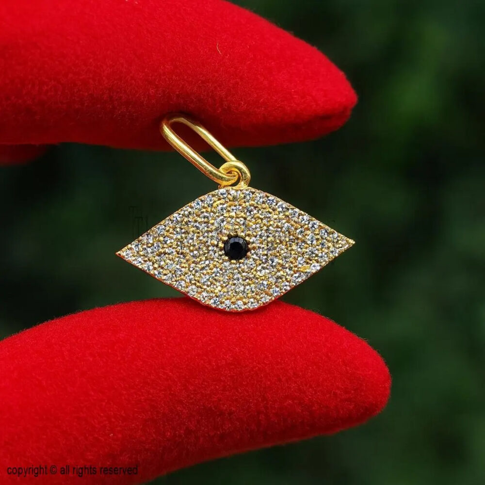 925 Sterling Silver Diamond Evil Eye Charm Pendant Jewelry