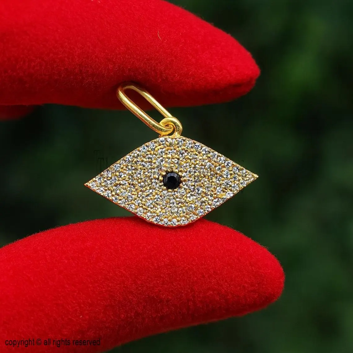 925 Sterling Silver Diamond Evil Eye Charm Pendant Jewelry