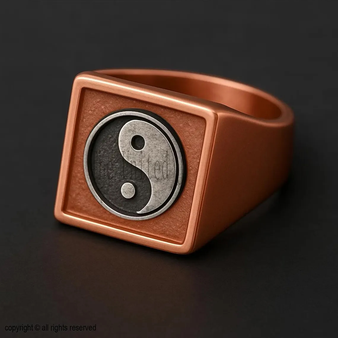 Sterling Silver Yin Yang Signet Ring – Oxidized Tao Symbol, Custom Size