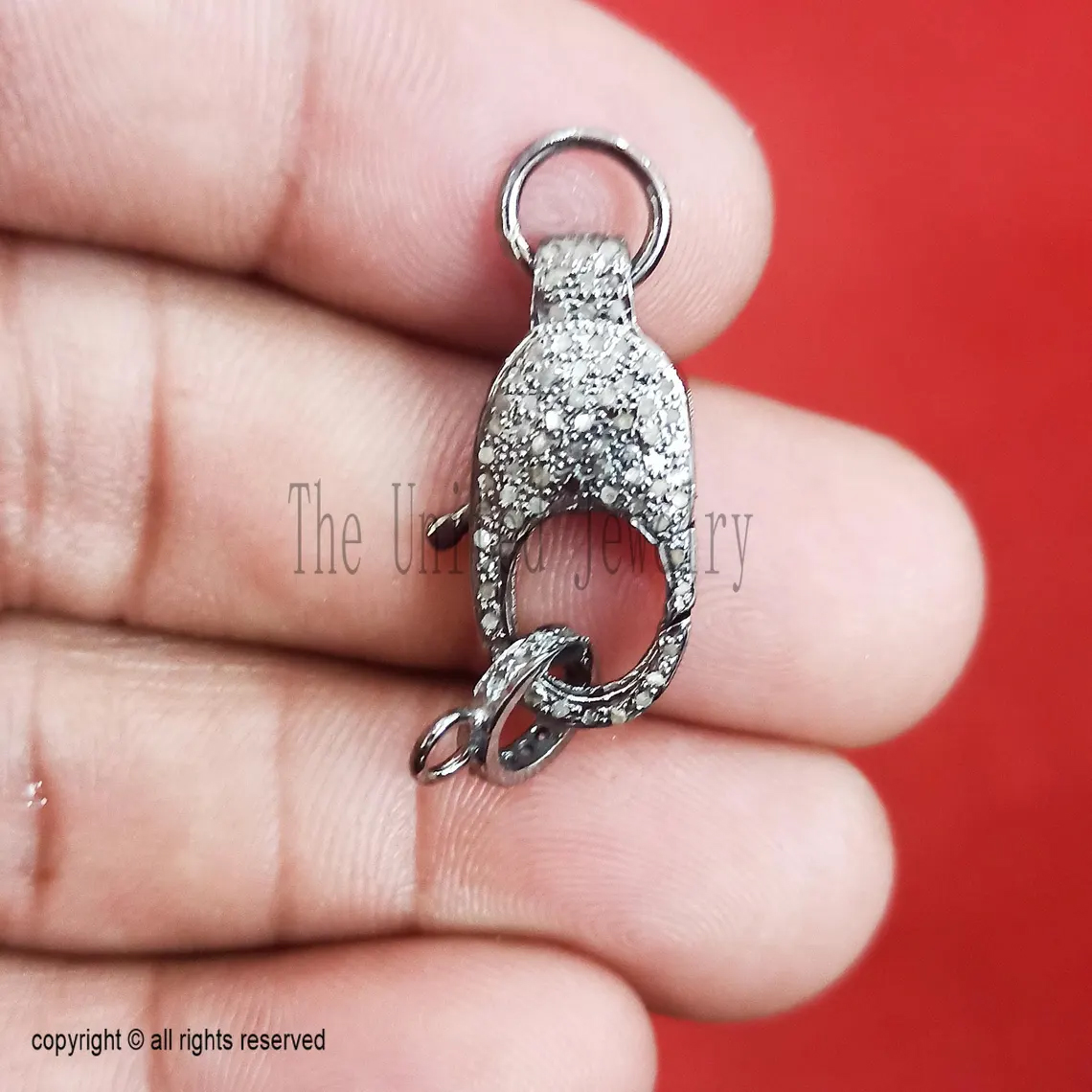 Handmade Diamond Ring 925 Sterling Silver Lobster Clasp Lock Jewelry