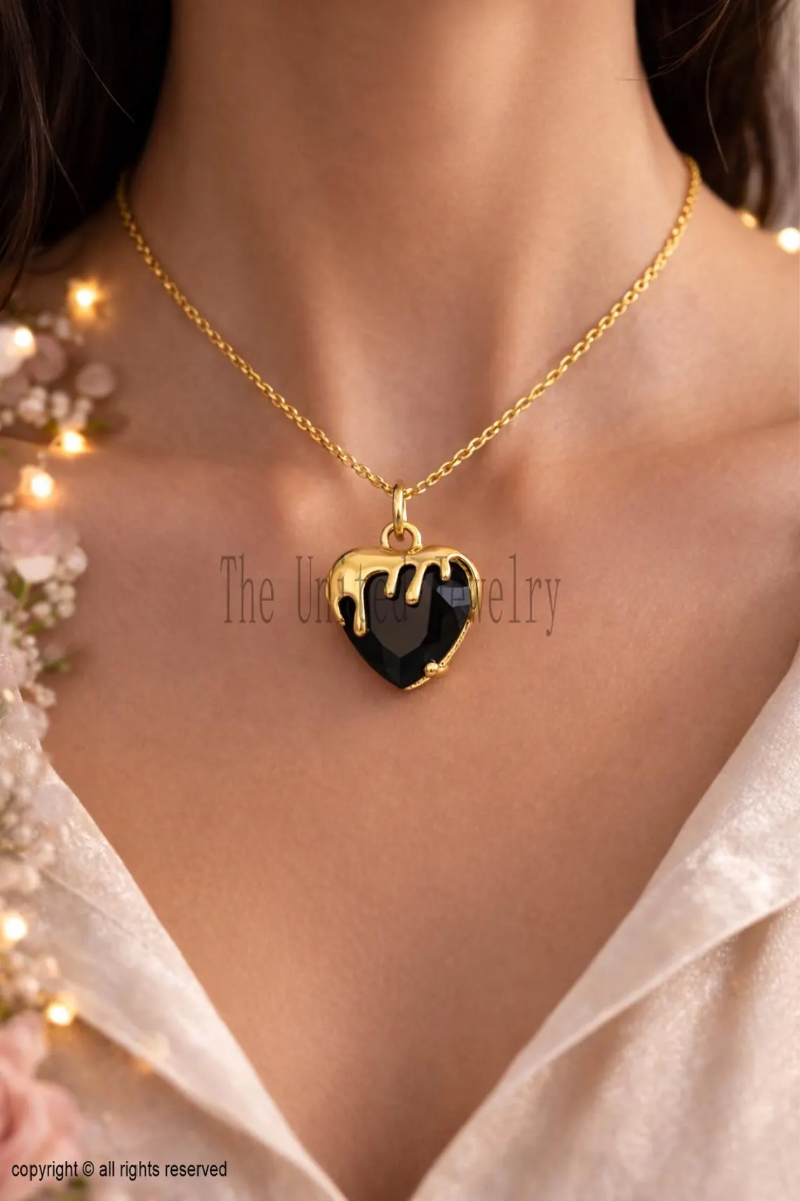 14k Gold Plated 925 Sterling Silver Molten Drip Heart Charm Pendant Jewelry