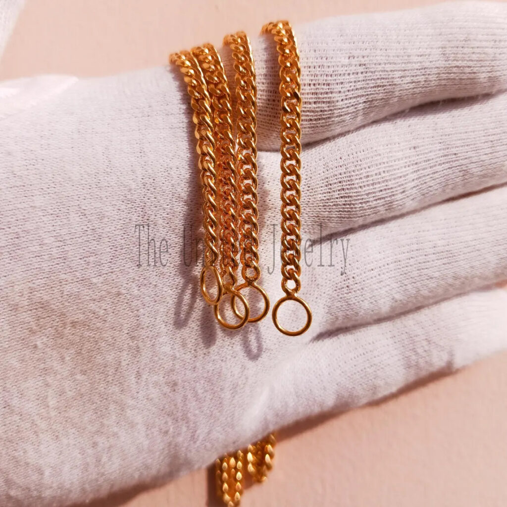 Handmade 3mm Sterling Silver Gold Plated Curb Chain Necklace