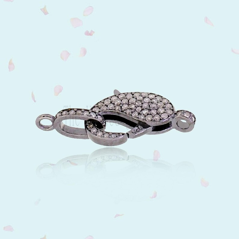 Handmade Diamond Ring 925 Sterling Silver Lobster Clasp Lock Jewelry