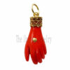 925 Sterling Silver Coral Gemstone Handmade Figa Hand Charm Pendant Jewelry