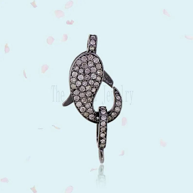 Handmade Diamond Ring 925 Sterling Silver Lobster Clasp Lock Jewelry