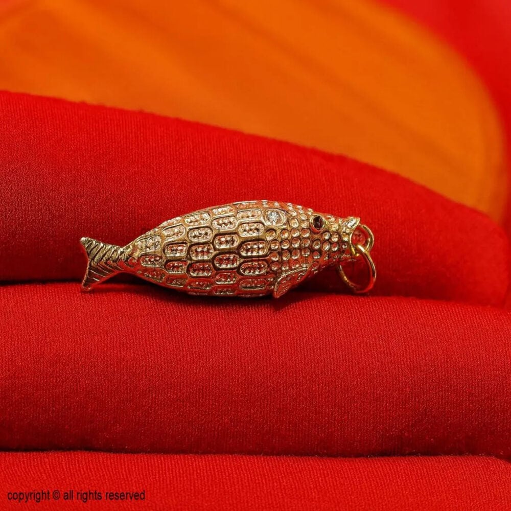 Gold Fish Pendant • Textured Fish Charm • CZ Accents • Ocean Animal Jewelry