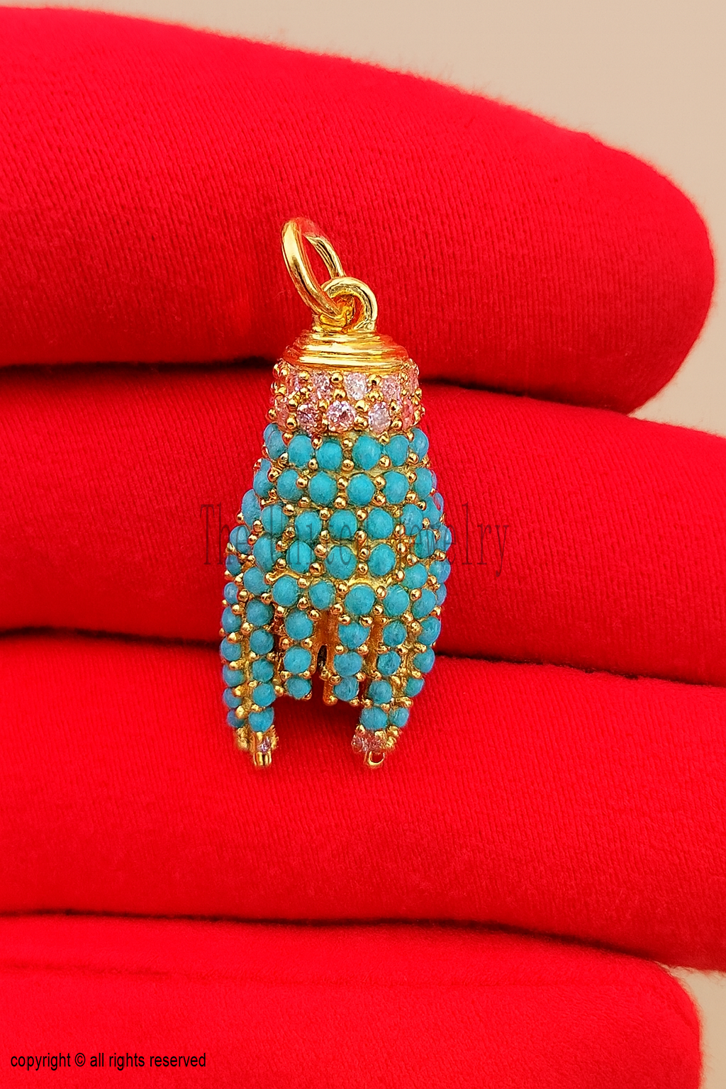 925 Sterling Silver Handmade Turquoise Figa Diamond Charm Pendant Jewelry