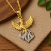 925 Sterling Silver Phoenix Pendant | Two-Tone Gold & Silver Firebird Necklace