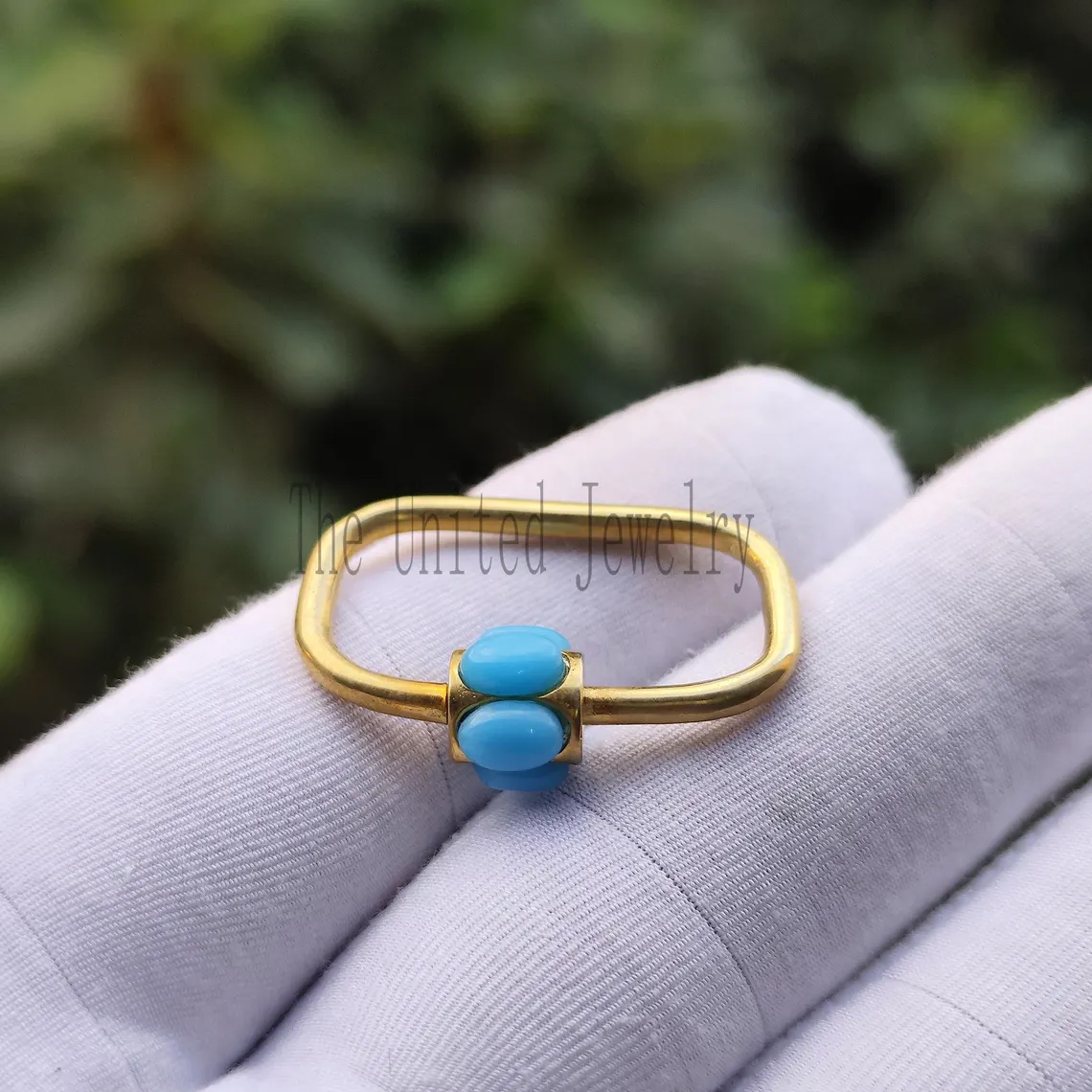 Gold-Plated Sterling Silver Turquoise Carabiner Lock: Necklace Bracelet Clasp