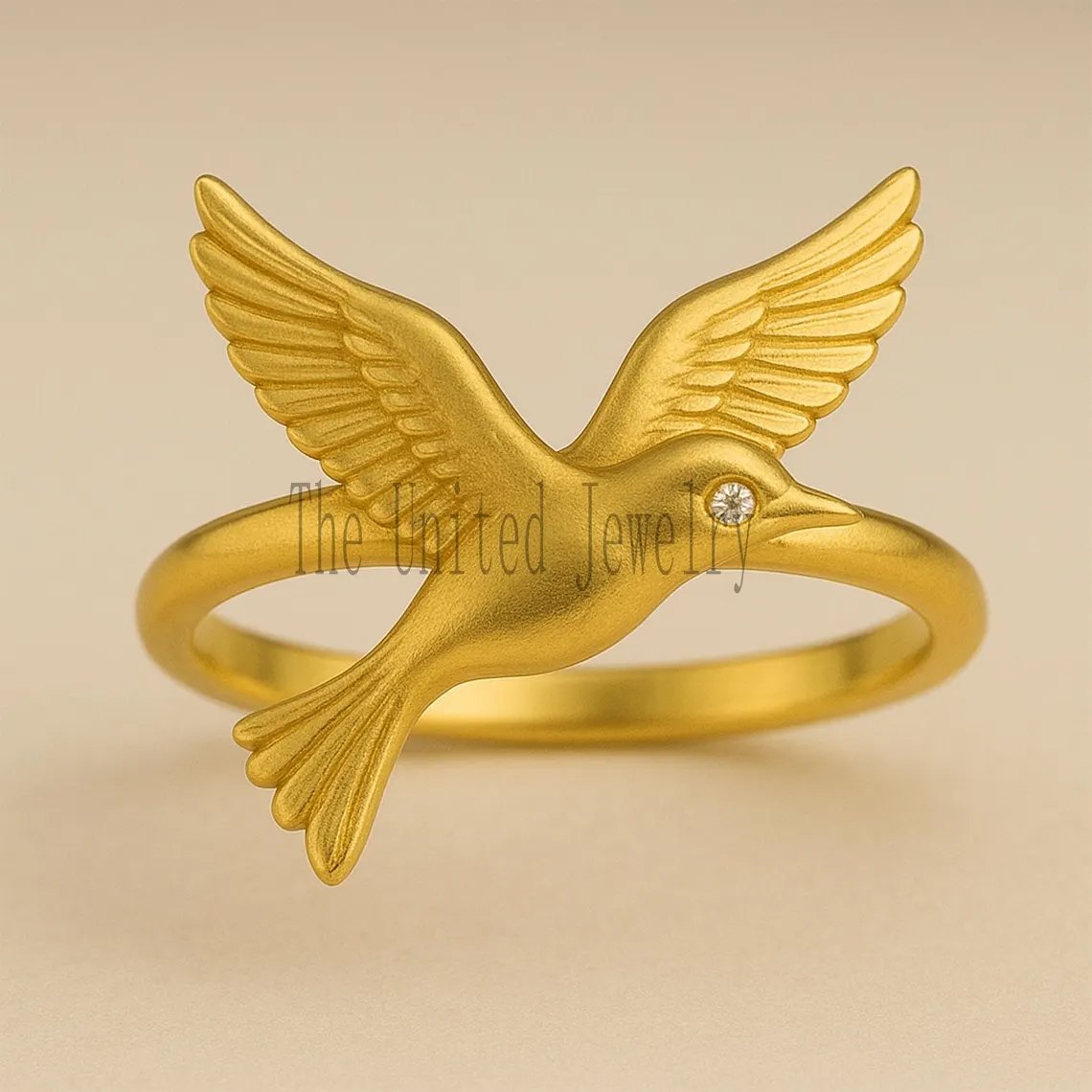 Gold Bird Ring: Sterling Silver Adjustable Boho Jewelry