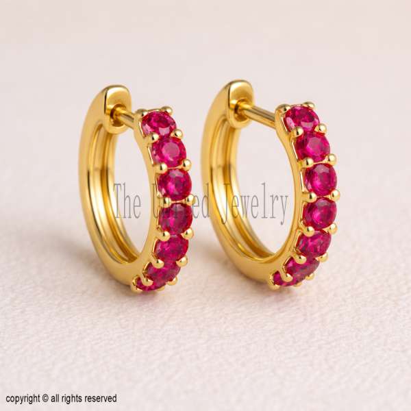 925 Sterling Silver Rainbow Hoop Earrings | Gold Plated Gemstone Huggie Hoops