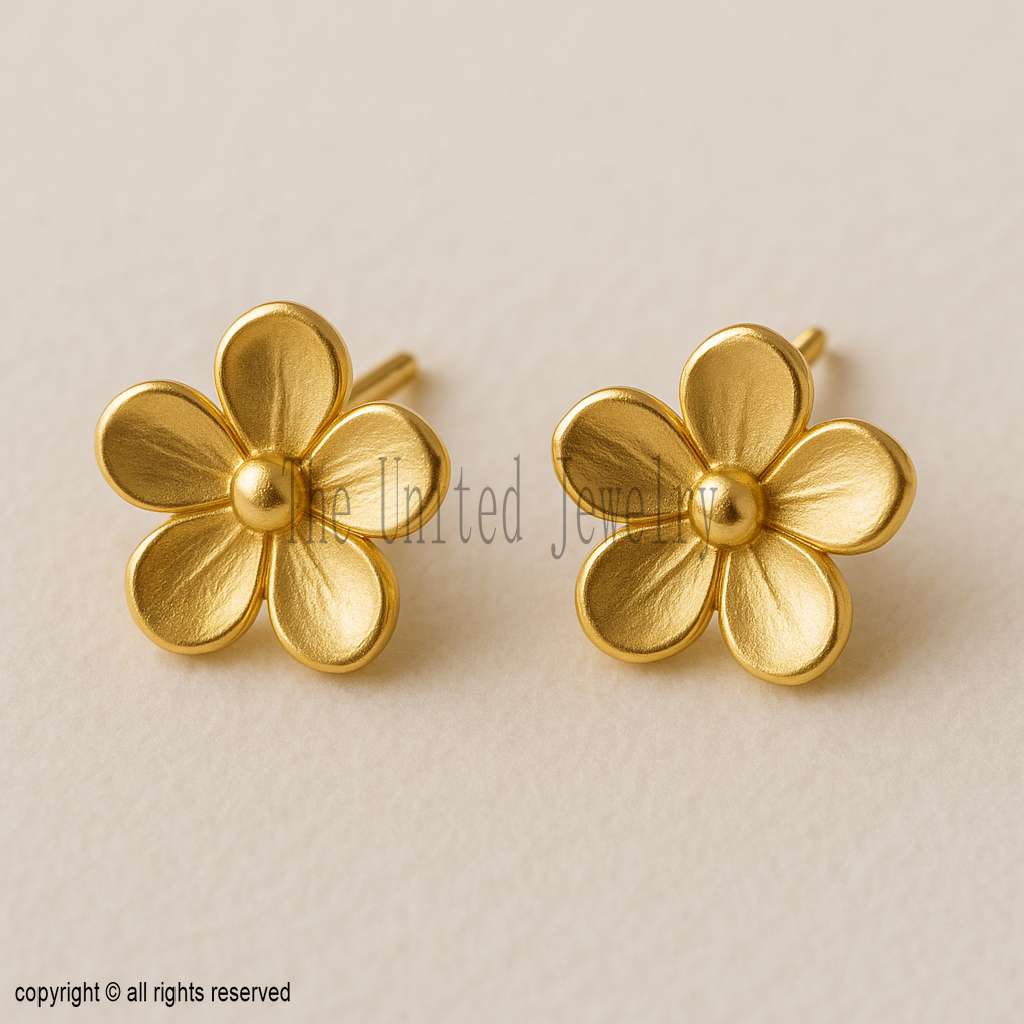Gold Plated Sterling Silver Flower Stud Earrings: Dainty Floral Jewelry