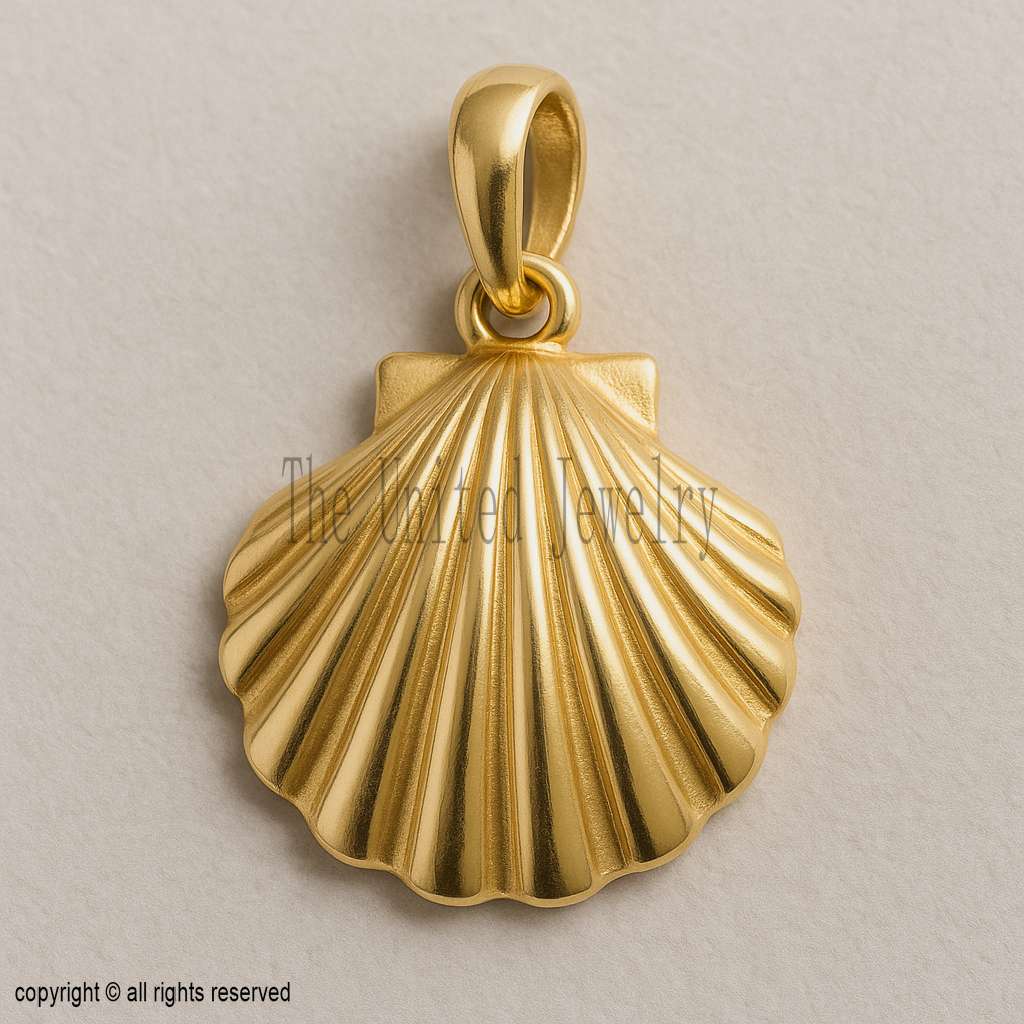 Gold Seashell Pendant – 925 Sterling Silver, 18K Gold Plated Ocean Charm Necklace