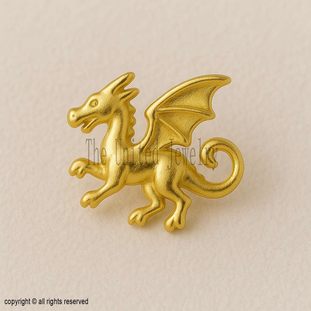 925 Sterling Silver Dragon Earring | Gold Plated Fantasy Jewelry | Gothic Mythical Creature Stud