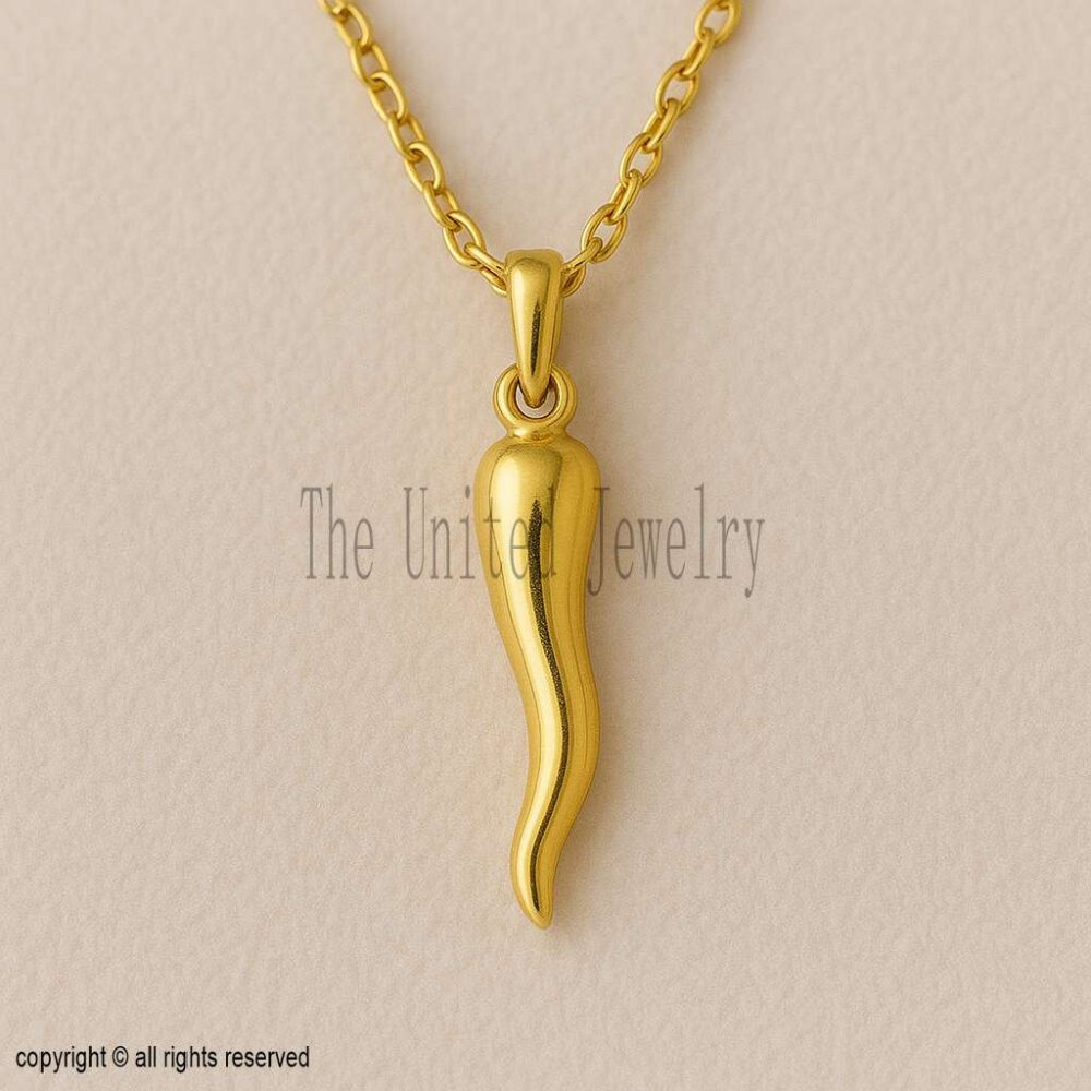 Gold Cornicello Pendant – Sterling Silver Italian Horn Necklace