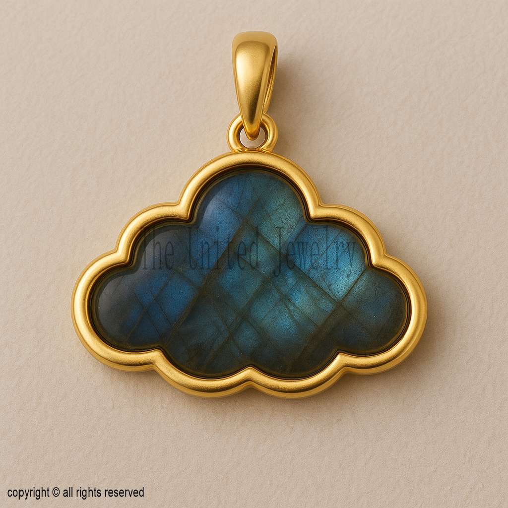 Gold Plated Sterling Silver Labradorite Cloud Pendant - Handmade