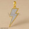 Handmade Gold Plated Sterling Silver Lightning Bolt Pendant - Moissanite Charm