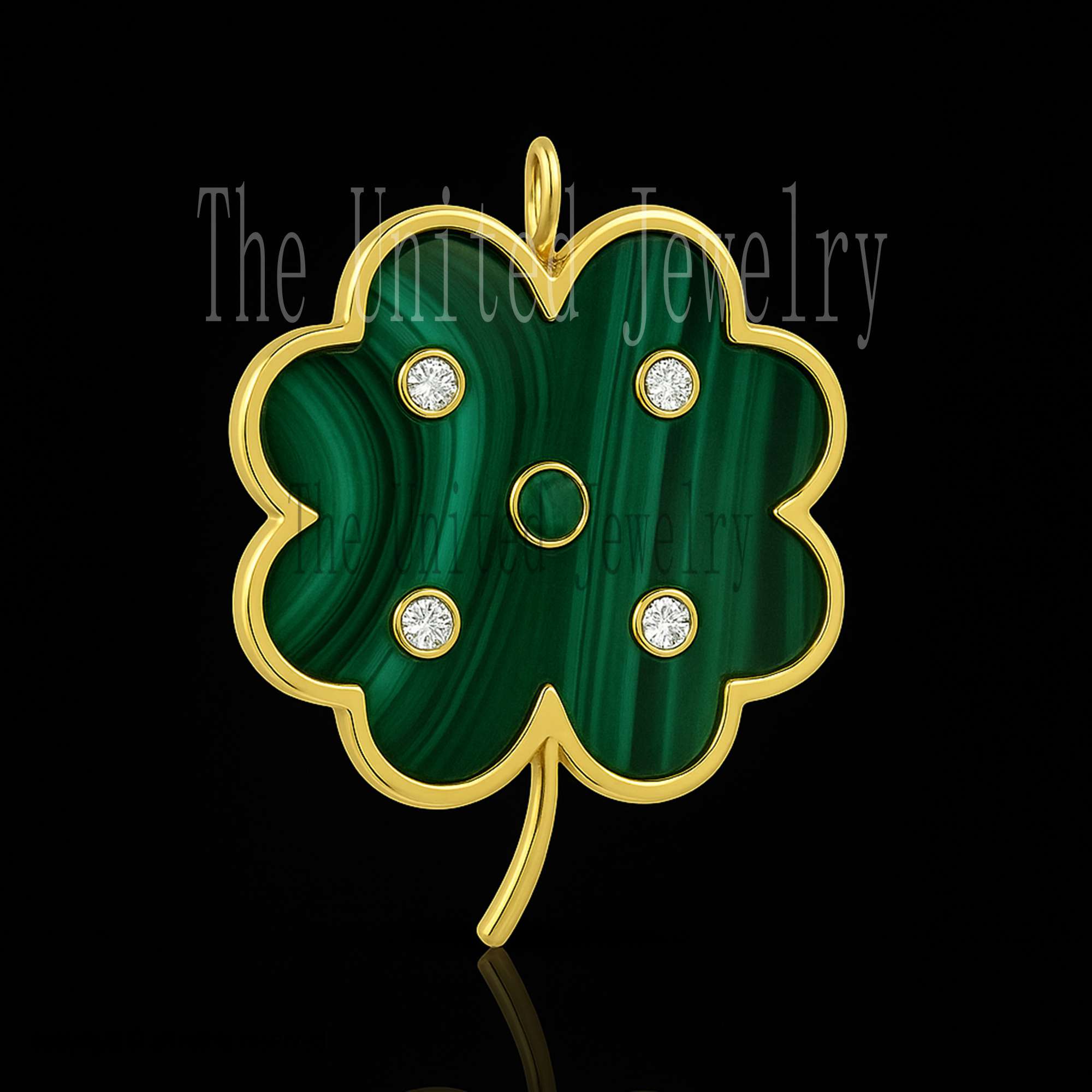 925 Sterling Silver Malachite Clover Pendant | Lucky Charm