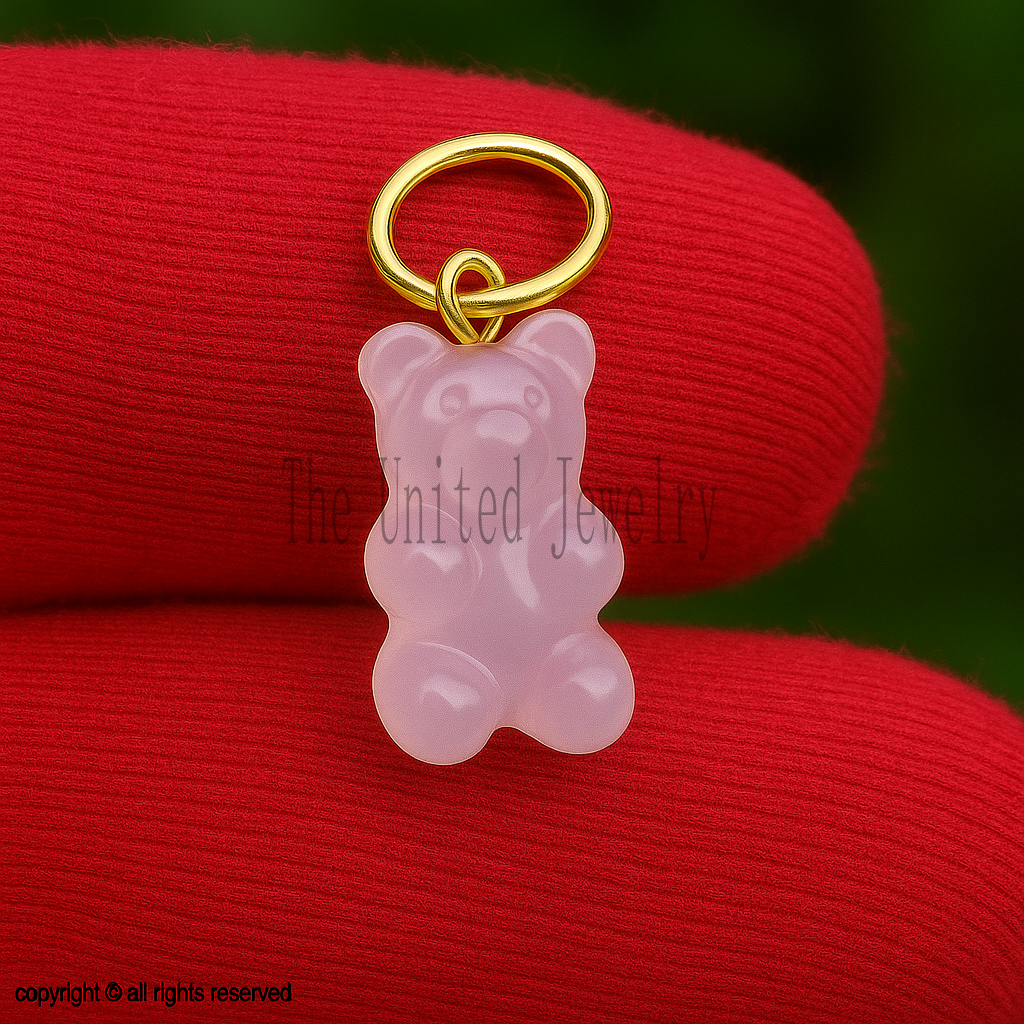 Handmade 925 Sterling Silver Crystal Teddy Charm Pendant Necklace Jewelry